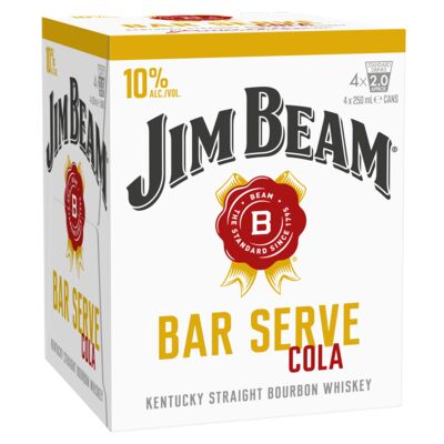 Jim Beam Bar Serve 10 Can 250mL Pack 4 | Liquorland