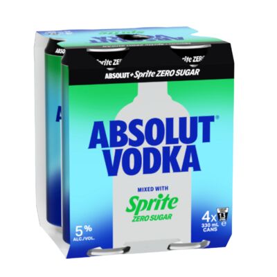 Absolut Sprite Zero Sugar Can 330mL Pack 4 | Liquorland