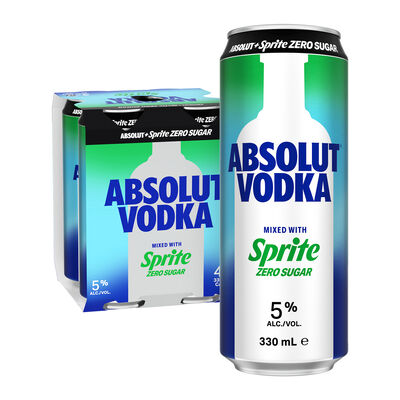 Absolut Sprite Zero Sugar Can 330mL Pack 4 | Liquorland
