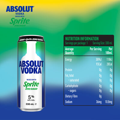 Absolut Sprite Zero Sugar Can 330mL Pack 4 | Liquorland