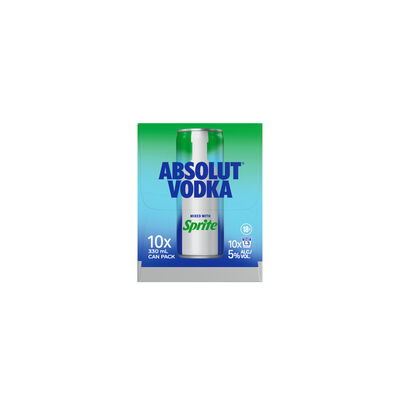 Absolut Sprite Can 330mL 10pk Pack 10 | Liquorland