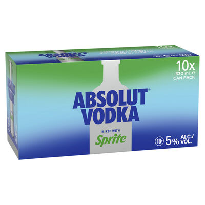 Absolut Sprite Can 330mL 10pk Pack 10 | Liquorland