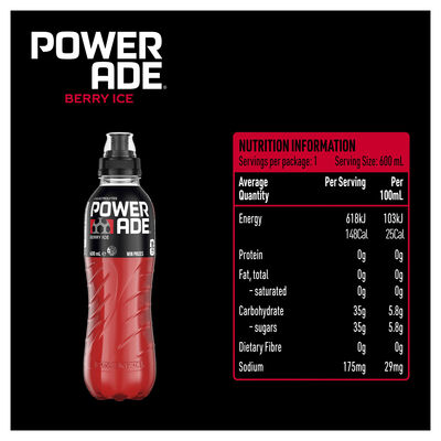Powerade Sports Drink Sipper Cap Berry Ice 600mL Each | Liquorland