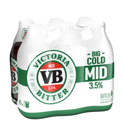 Victoria Bitter 3 5 Bottle 375mL Pack 6 | Liquorland