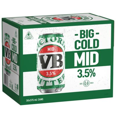 Victoria Bitter 3 5 Block Can 375mL Pack 30 | Liquorland