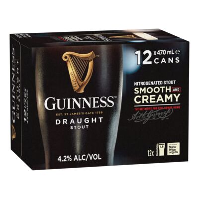Guinness Draught Can 470mL Pack 12 | Liquorland