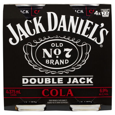 Jack Daniels Double Jack And Cola Can 375mL Pack 4 | Liquorland