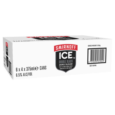 Smirnoff Ice Double Black Zero Can 375mL Carton 24 | Liquorland