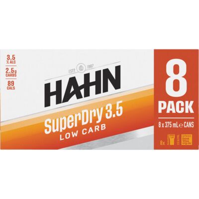 Hahn Super Dry 3 5 Can 375mL Pack 8 | Liquorland