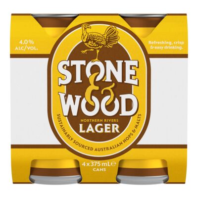 Stone Wood Northern Rivers Lager Can 375mL Pack 4 | Liquorland
