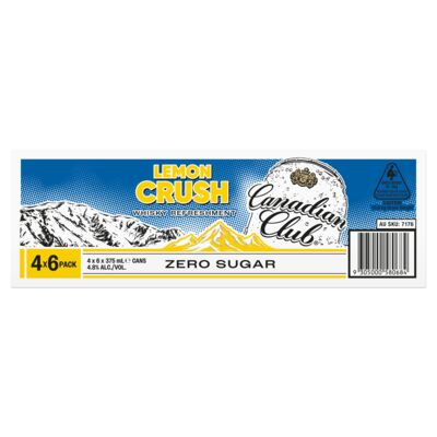 Canadian Club Lemon Crush Zero Sugar Can 375mL Carton 24 | Liquorland