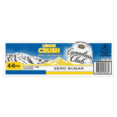 Canadian Club Lemon Crush Zero Sugar Can 375mL Carton 24 | Liquorland