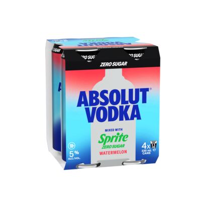 Absolut Sprite Zero Watermelon Can 330mL Pack 4 | Liquorland