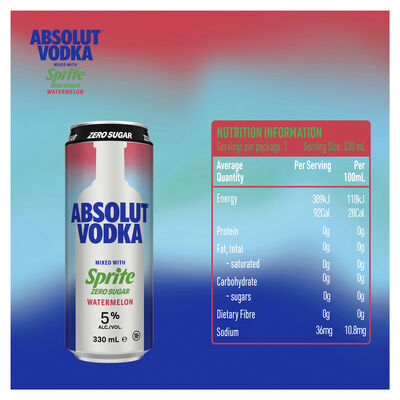 Absolut Sprite Zero Watermelon Can 330mL Each | Liquorland