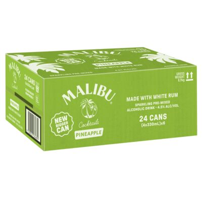 Malibu Pineapple Can 330mL Carton 24 | Liquorland