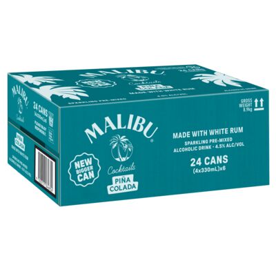 Malibu Cocktails Pina Colada Can 330mL Carton 24 | Liquorland