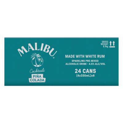 Malibu Cocktails Pina Colada Can 330mL Carton 24 | Liquorland