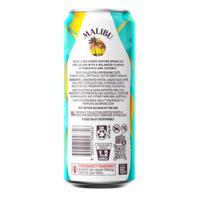 Malibu Cocktails Pina Colada Can 330mL Each | Liquorland