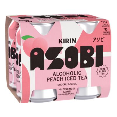 Kirin Asobi Peach Iced Tea Can 330mL Pack 4 | Liquorland