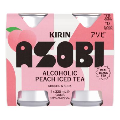 Kirin Asobi Peach Iced Tea Can 330mL Pack 4 | Liquorland