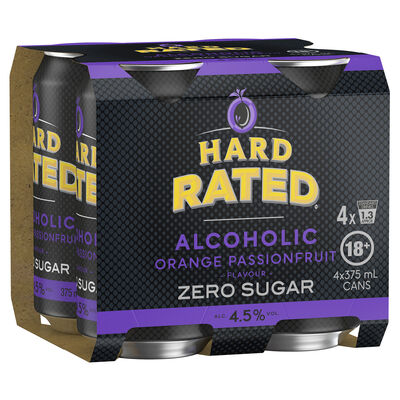 Hard Rated Orange Passionfruit Zero Sugar Can 375mL Pack 4 | Liquorland