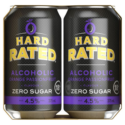 Hard Rated Orange Passionfruit Zero Sugar Can 375mL Pack 4 | Liquorland