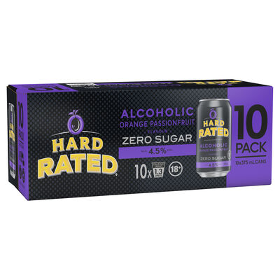 Hard Rated Orange Passionfruit Zero Sugar Can 375mL 10pk Pack 10 | Liquorland