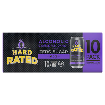 Hard Rated Orange Passionfruit Zero Sugar Can 375mL 10pk Pack 10 | Liquorland