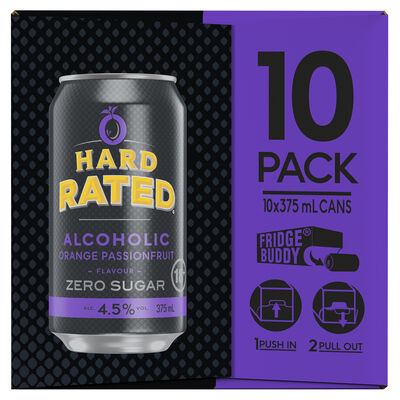 Hard Rated Orange Passionfruit Zero Sugar Can 375mL 10pk Pack 10 | Liquorland