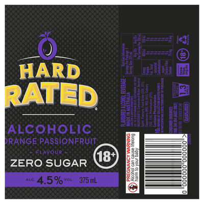Hard Rated Orange Passionfruit Zero Sugar Can 375mL 10pk Pack 10 | Liquorland