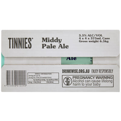 Tinnies Middy Pale Ale Can 375mL Carton 16 | Liquorland