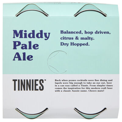 Tinnies Middy Pale Ale Can 375mL Pack 4 | Liquorland