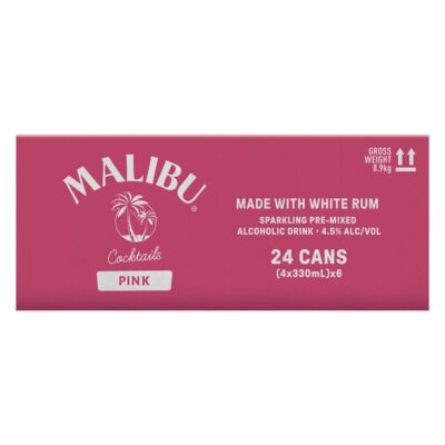 Malibu Pink Can 330mL Carton 24 | Liquorland
