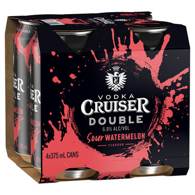 Vodka Cruiser Double Sour Watermelon Can 375mL Pack 4 | Liquorland