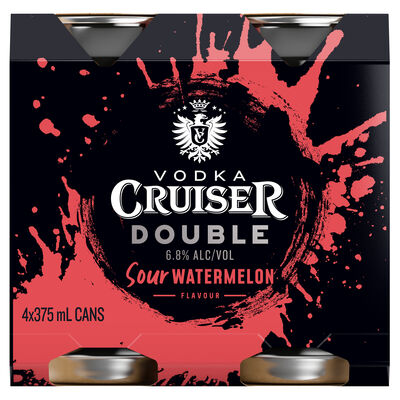 Vodka Cruiser Double Sour Watermelon Can 375mL Pack 4 | Liquorland