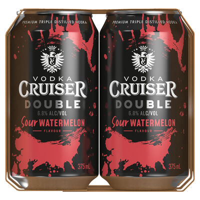 Vodka Cruiser Double Sour Watermelon Can 375mL Pack 4 | Liquorland