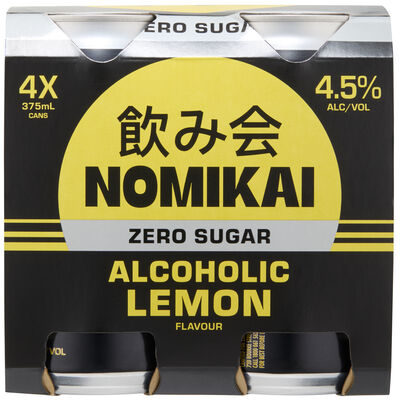 Nomikai Alcoholic Hard Lemon Zero Sugar Can 375mL Pack 4 | undefined