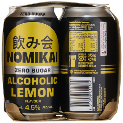 Nomikai Alcoholic Hard Lemon Zero Sugar Can 375mL Pack 4 | undefined