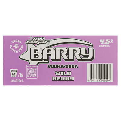 Barry Zero Sugar Wild Berry Vodka Soda Can 330mL Carton 16 | Liquorland