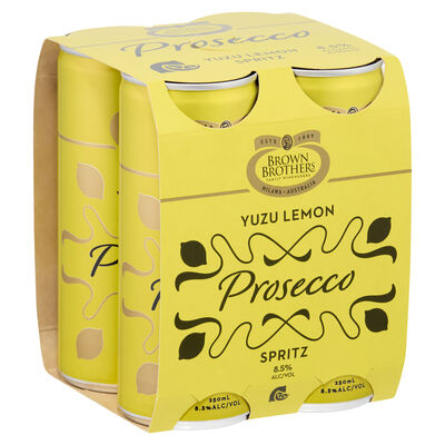 Brown Brothers Prosecco Yuzu Lemon Spritz Can 250mL Pack 4 | Liquorland