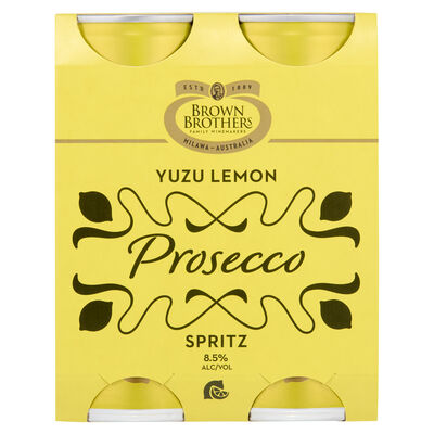 Brown Brothers Prosecco Yuzu Lemon Spritz Can 250mL Pack 4 | Liquorland
