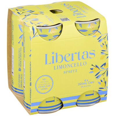 Libertas Limoncello Spritz Can 200mL Pack 4 | Liquorland