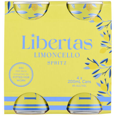 Libertas Limoncello Spritz Can 200mL Pack 4 | Liquorland