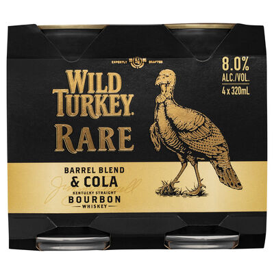 Wild Turkey Rare Cola Can 8 320mL Pack 4 | Liquorland