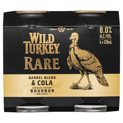 Wild Turkey Rare Cola Can 8 320mL Pack 4 | Liquorland