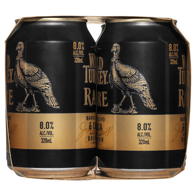 Wild Turkey Rare Cola Can 8 320mL Pack 4 | Liquorland