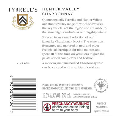 Tyrrell S Hunter Valley Chardonnay 750mL Each | undefined