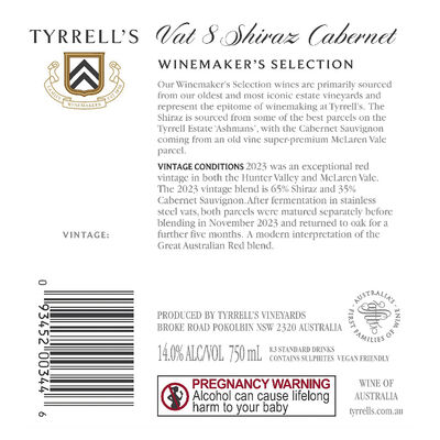 Tyrrell S Wines Vat 8 Shiraz Cabernet 750mL Each | Liquorland