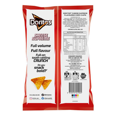 Doritos Corn Chips Cheese Supreme 170gr Each | Liquorland
