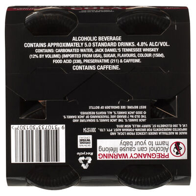 Jack Daniels Cola Bottle 330mL Pack 4 | Liquorland